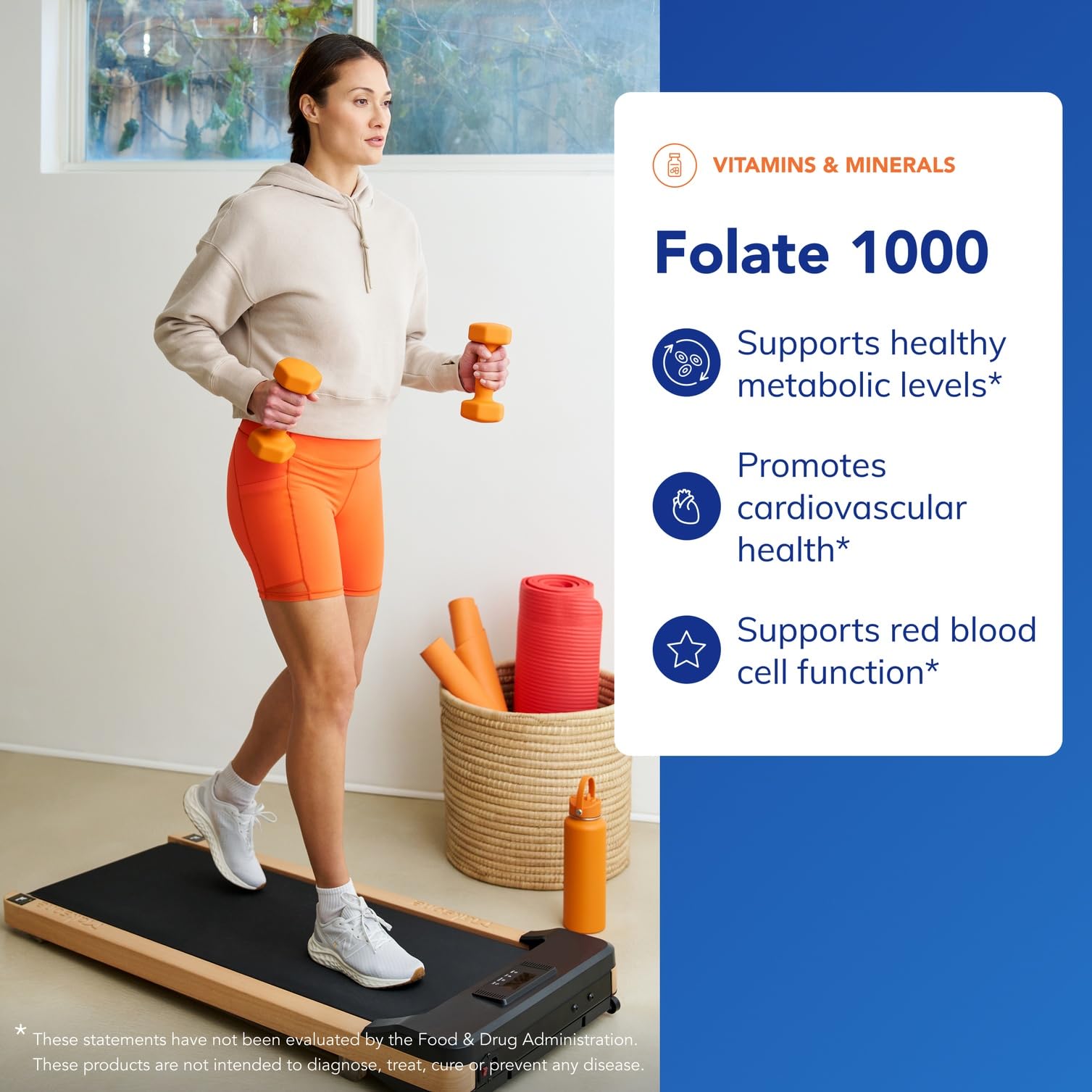 Pure Encapsulations Folate 1000 label detail with DFE and Metafolin info.