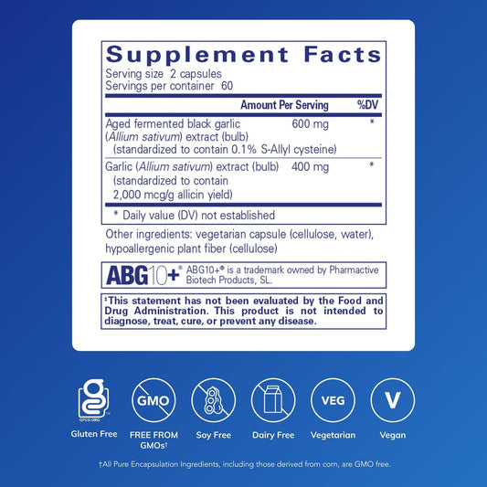 Pure Encapsulations Garlic Complex capsules with mild odor for easy daily use.