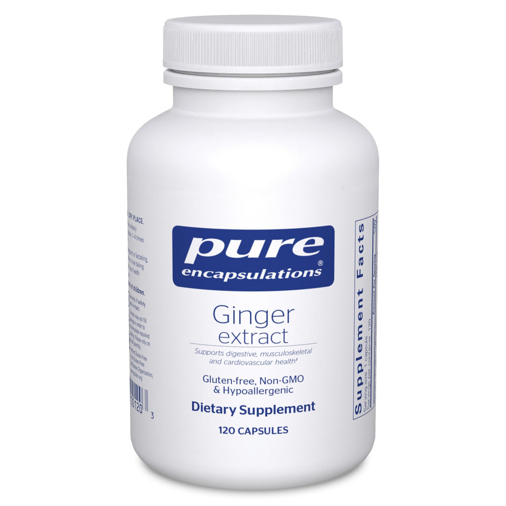 Pure Encapsulations Ginger Extract bottle suggesting digestive support
