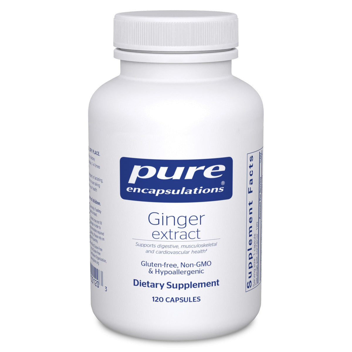Pure Encapsulations Ginger Extract bottle suggesting digestive support