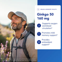 Close-up of Ginkgo 50 bottle cap for easy daily dosing.