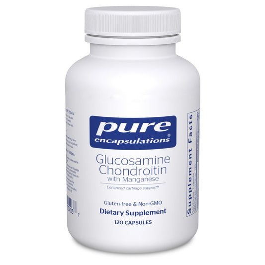 Pure Encapsulations glucosamine chondroitin manganese bottle for daily joint support.