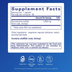 Pure Encapsulations Glucosamine Sulfate 1000 mg bottle promotes mobility.