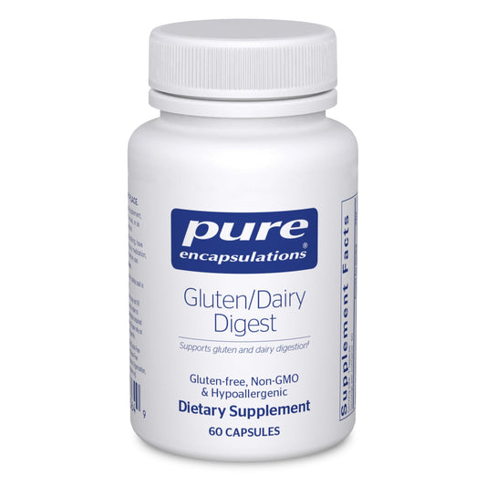 Pure Encapsulations Gluten/Dairy Digest bottle-front for convenient daily use