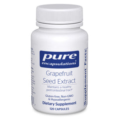 Pure Encapsulations Grapefruit Seed Extract bottle promotes GI balance and microbiota support.
