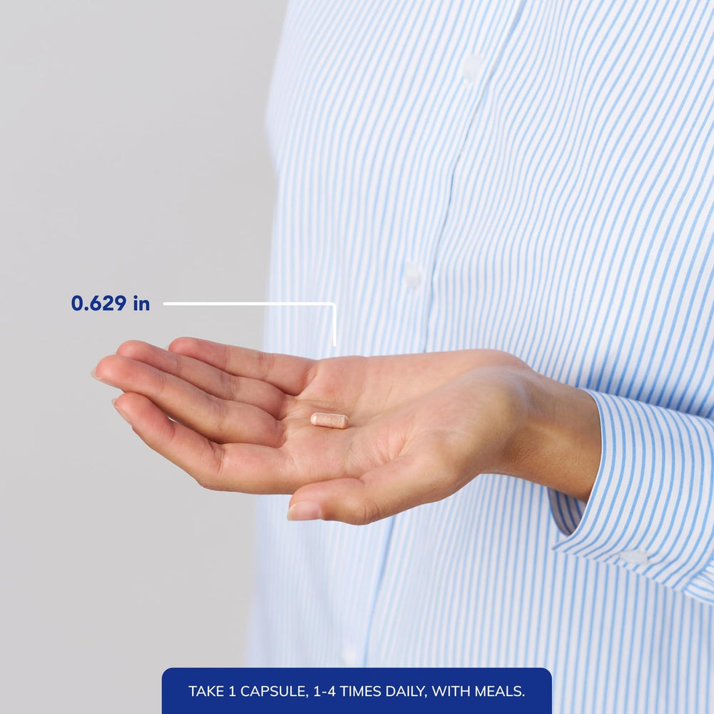 Bottle of Pure Encapsulations with 120 capsules, signaling long-lasting daily support.