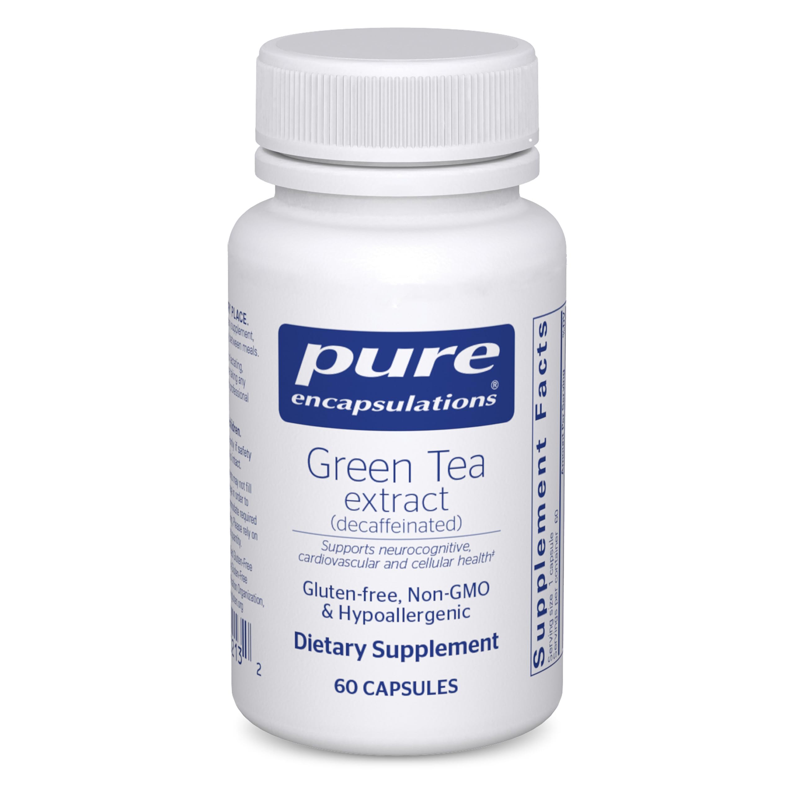 Pure Encapsulations Green Tea Extract decaf bottle with capsules for antioxidant support