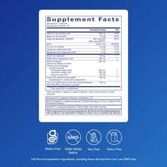 Closeup of Pure Encapsulations Ultra capsules highlighting biotin and keratin for hair health.