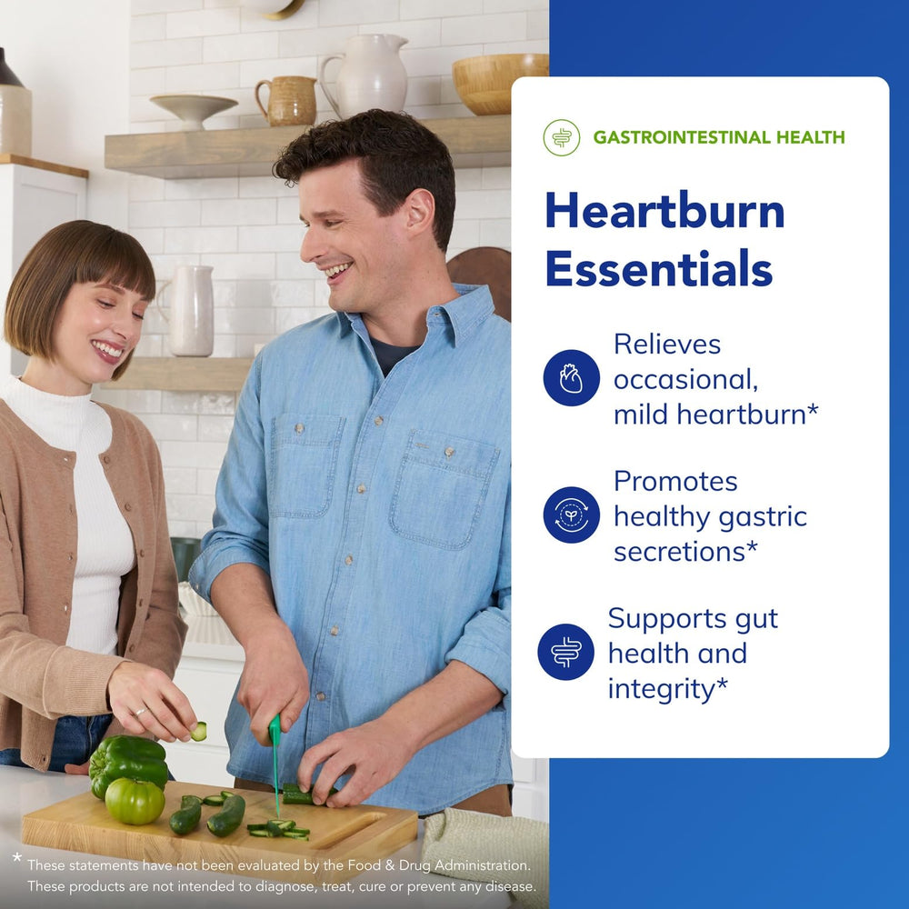Pure Encapsulations Heartburn Essentials label close-up shows key ingredients like slippery elm bark.