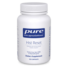 Pure Encapsulations Hist Reset bottle front view, supporting nasal comfort through balanced histamine metabolism.