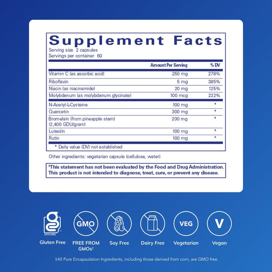 Pure Encapsulations Hist Reset capsules poured into a spoon, illustrating a simple daily routine.
