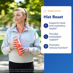 Pure Encapsulations Hist Reset label close-up highlighting premium ingredients and allergen-conscious formulation.