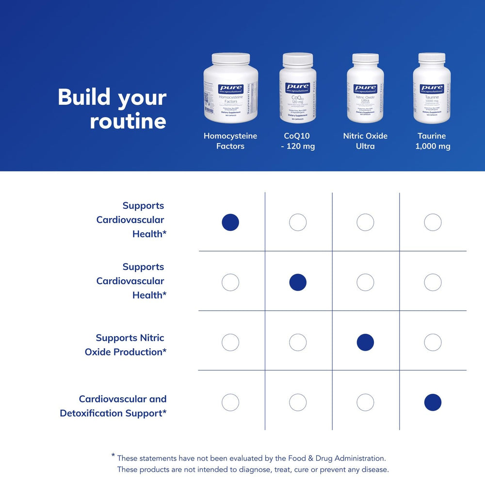 Pure Encapsulations Homocysteine Factors nutrition facts panel with vegetarian-friendly ingredients