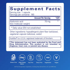 Pure Encapsulations Hyaluronic Acid capsules prepared for daily skin and joint care.