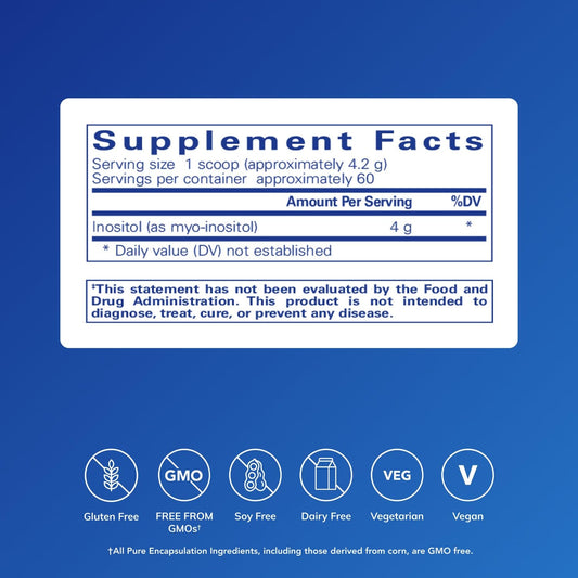 Pure Encapsulations Inositol powder scoop for easy daily energy and calm support.