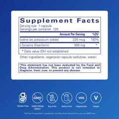 Pure Encapsulations Iodine and Tyrosine label highlighting hypoallergenic formula