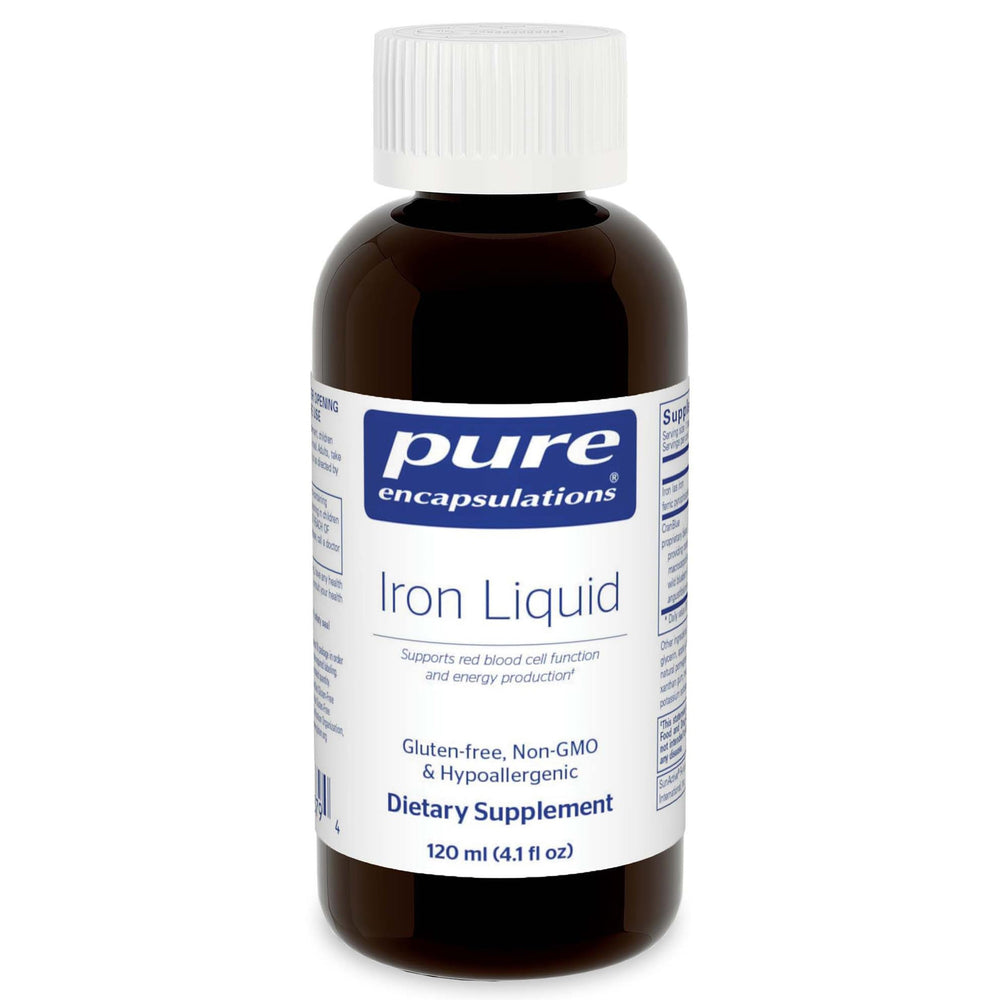 Pure Encapsulations Iron Liquid bottle, hypoallergenic daily support option.