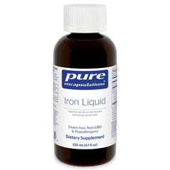 Pure Encapsulations Iron Liquid bottle, hypoallergenic daily support option.