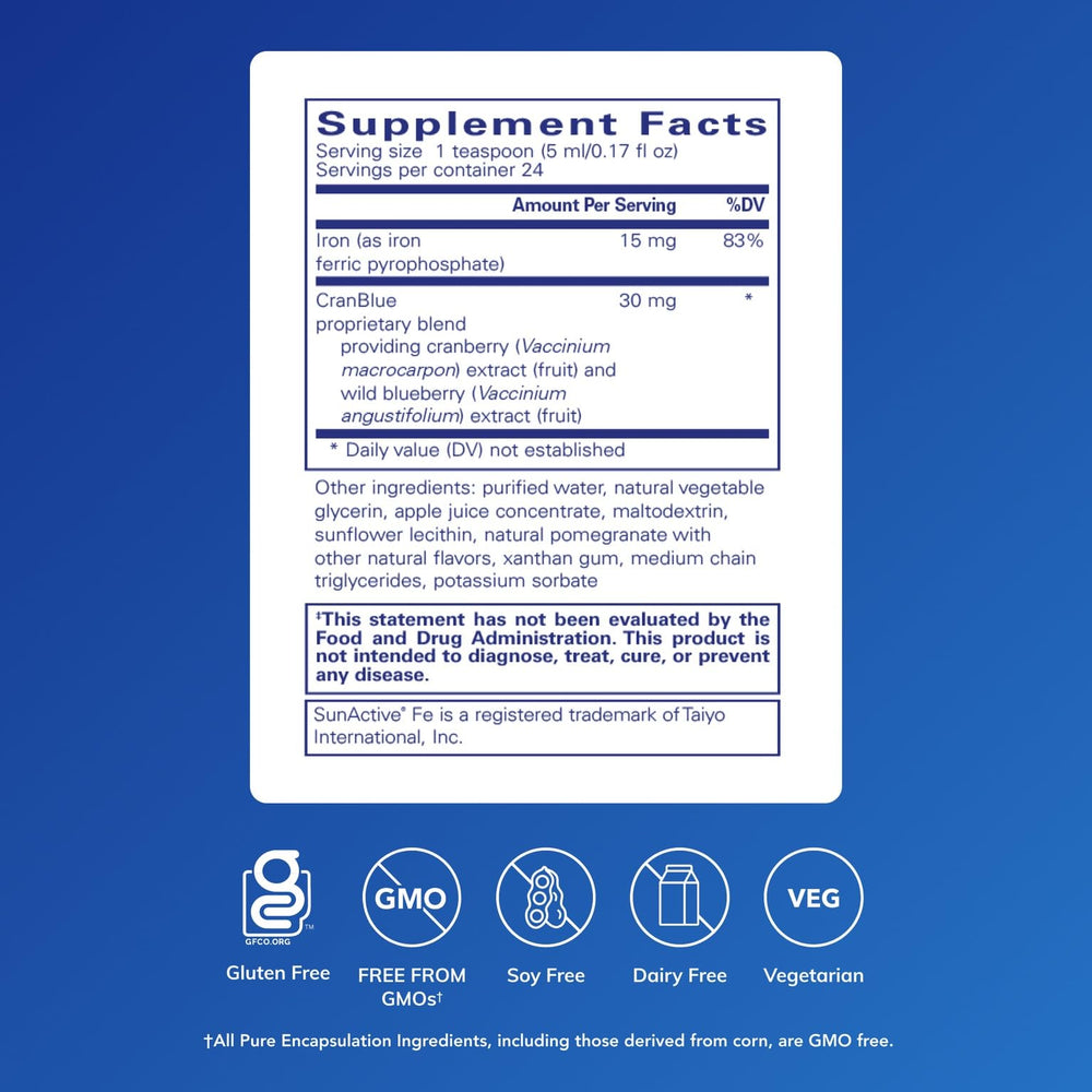 Pure Encapsulations Iron Liquid dispense demonstrates easy dosing for daily use.