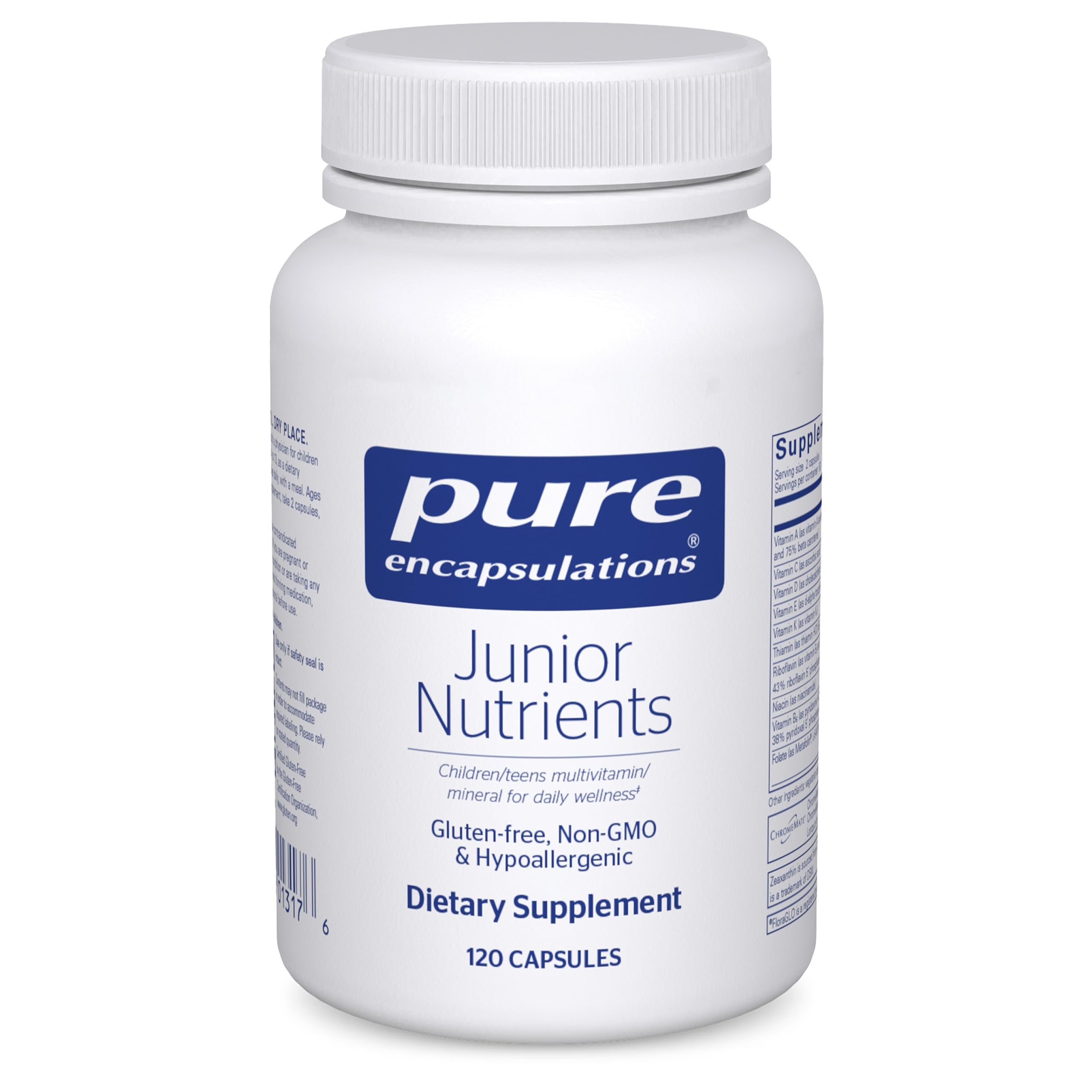 Pure Encapsulations Junior Nutrients bottle front for daily kids' wellness.