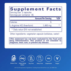 Pure Encapsulations L-Arginine capsules arranged for daily use