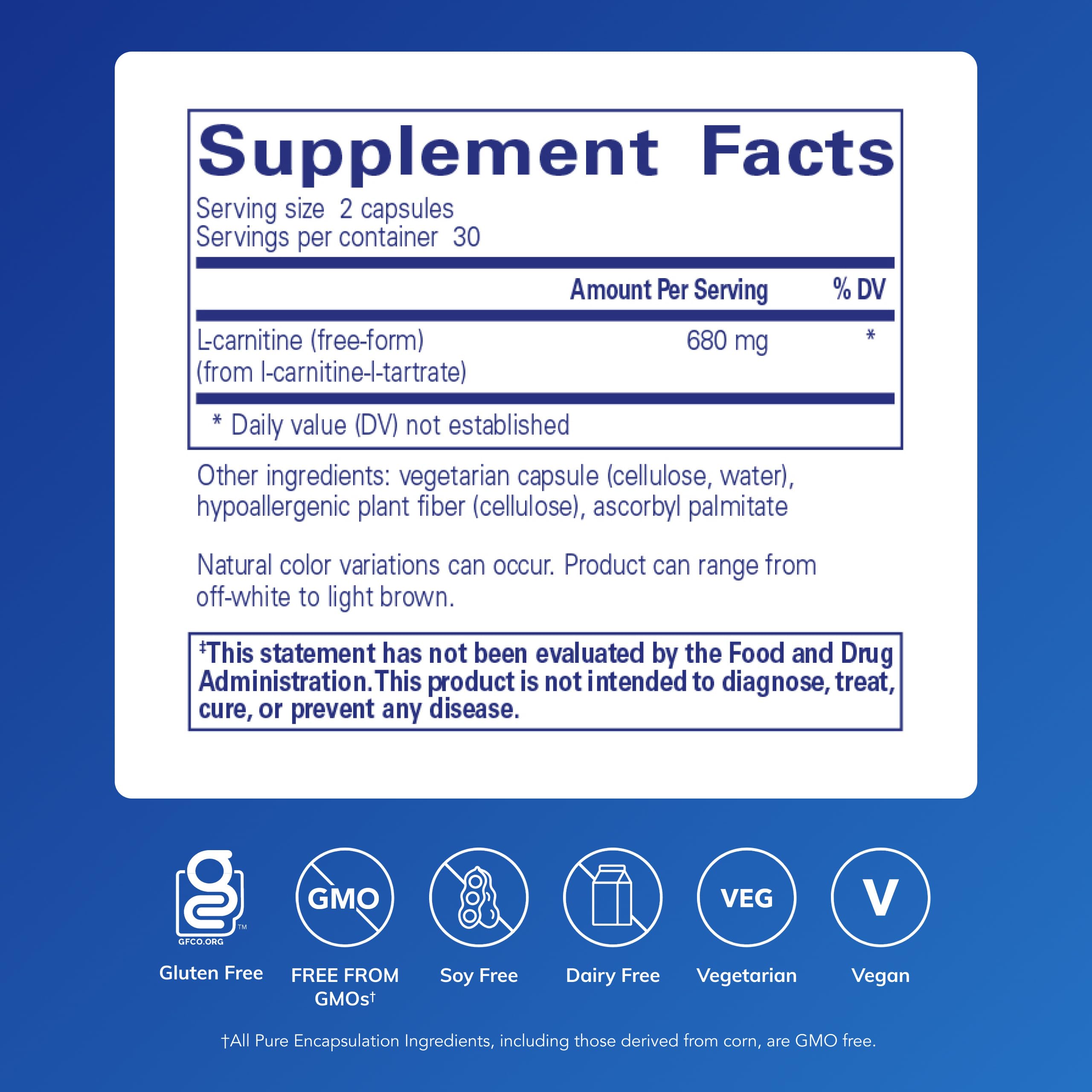 Pure Encapsulations L-Carnitine capsules close-up for daily energy support