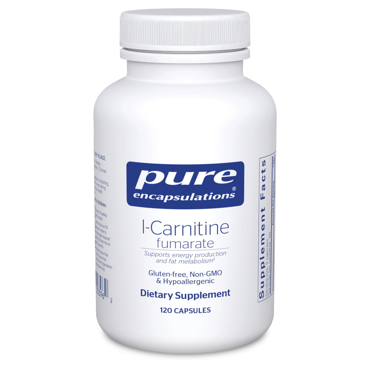 Pure Encapsulations L-Carnitine Fumarate bottle shown for energy and endurance support
