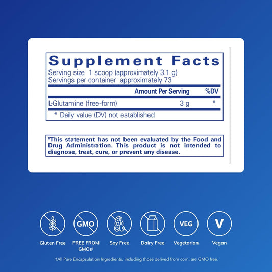 Pure Encapsulations L-Glutamine Powder scoop for easy lean muscle support.