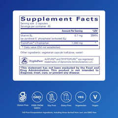 Pure Encapsulations L-Tryptophan bottle front for sleep-friendly routines.