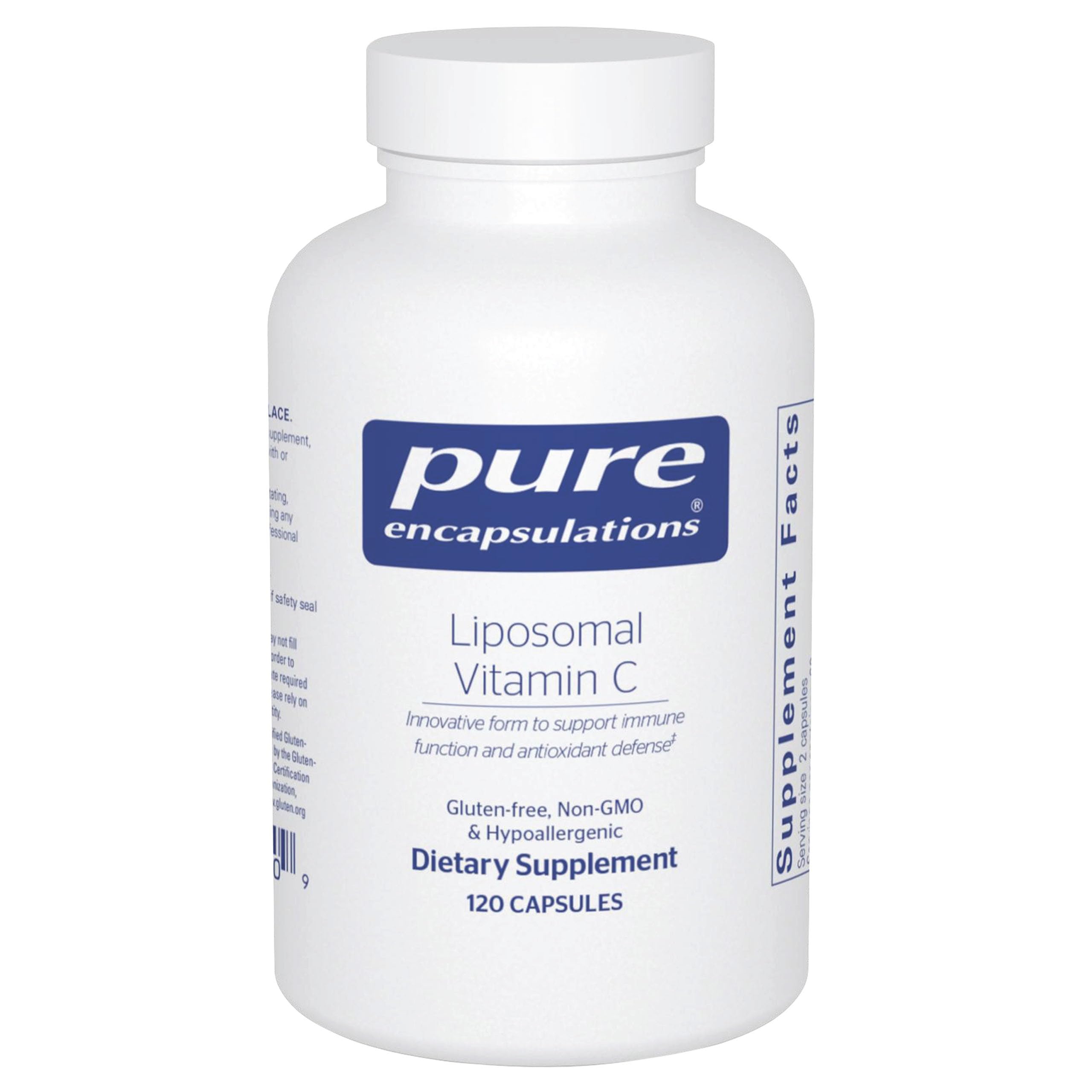 Pure Encapsulations Liposomal Vitamin C bottle offers easy-to-digest daily immune support.