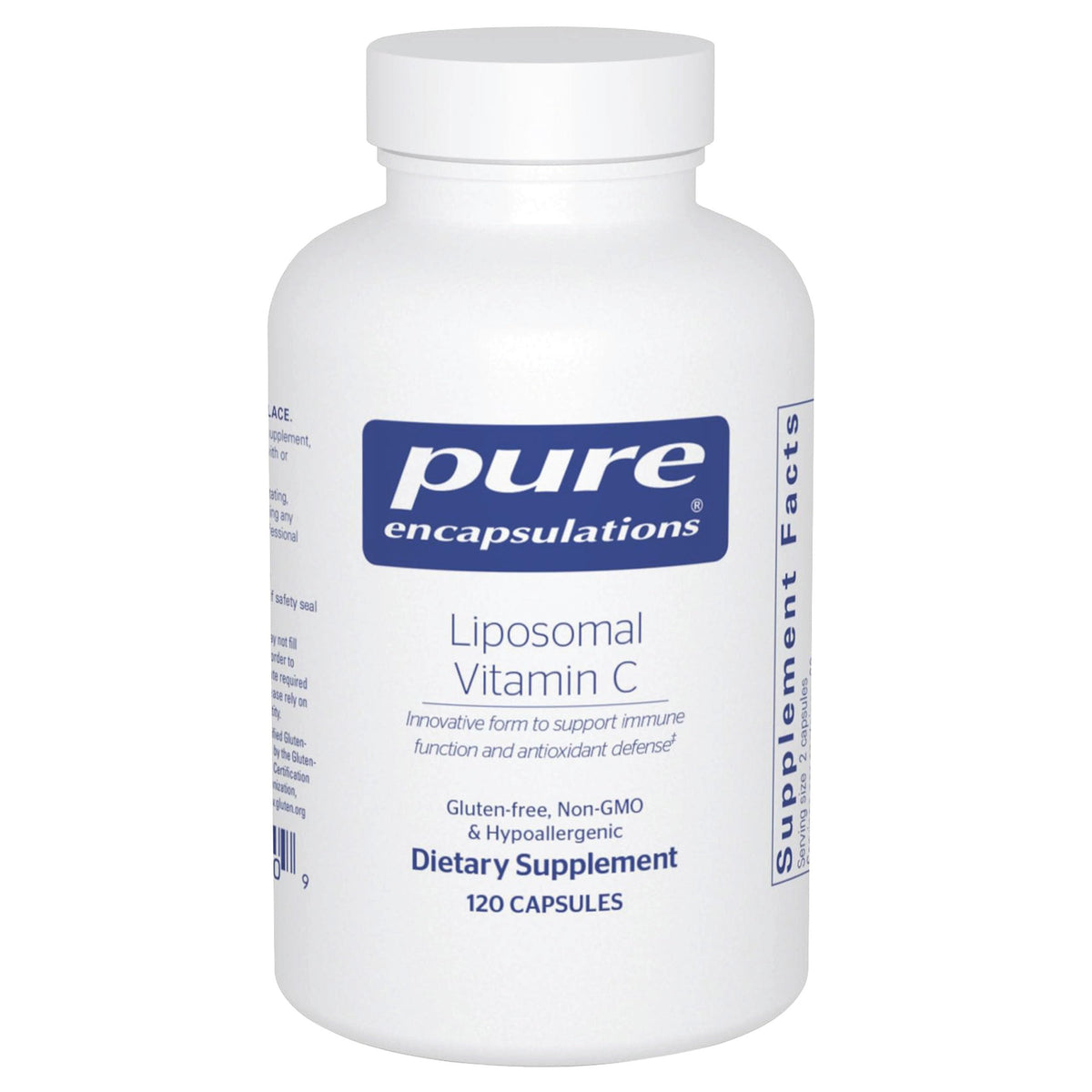 Pure Encapsulations Liposomal Vitamin C bottle offers easy-to-digest daily immune support.