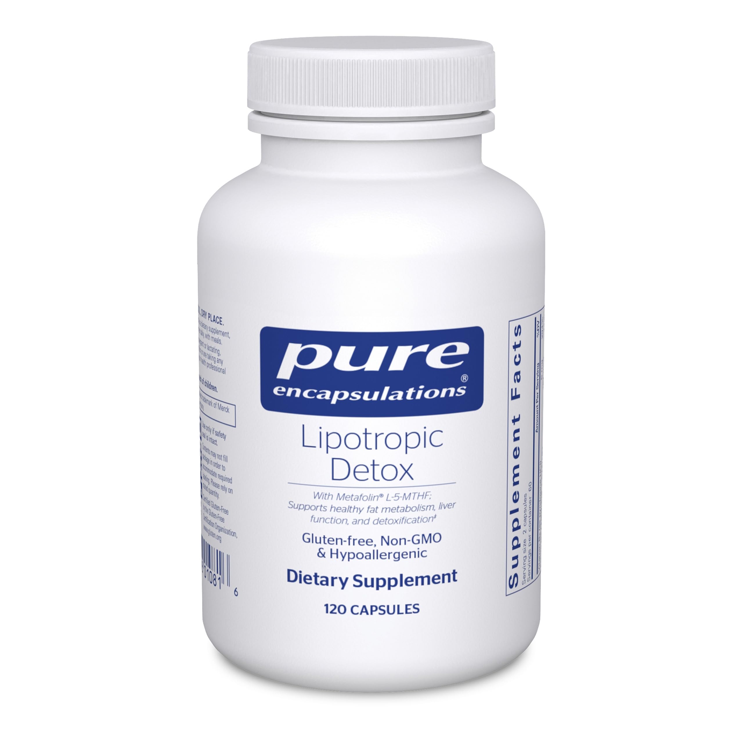 Pure Encapsulations Lipotropic Detox bottle for liver support and detox routines.