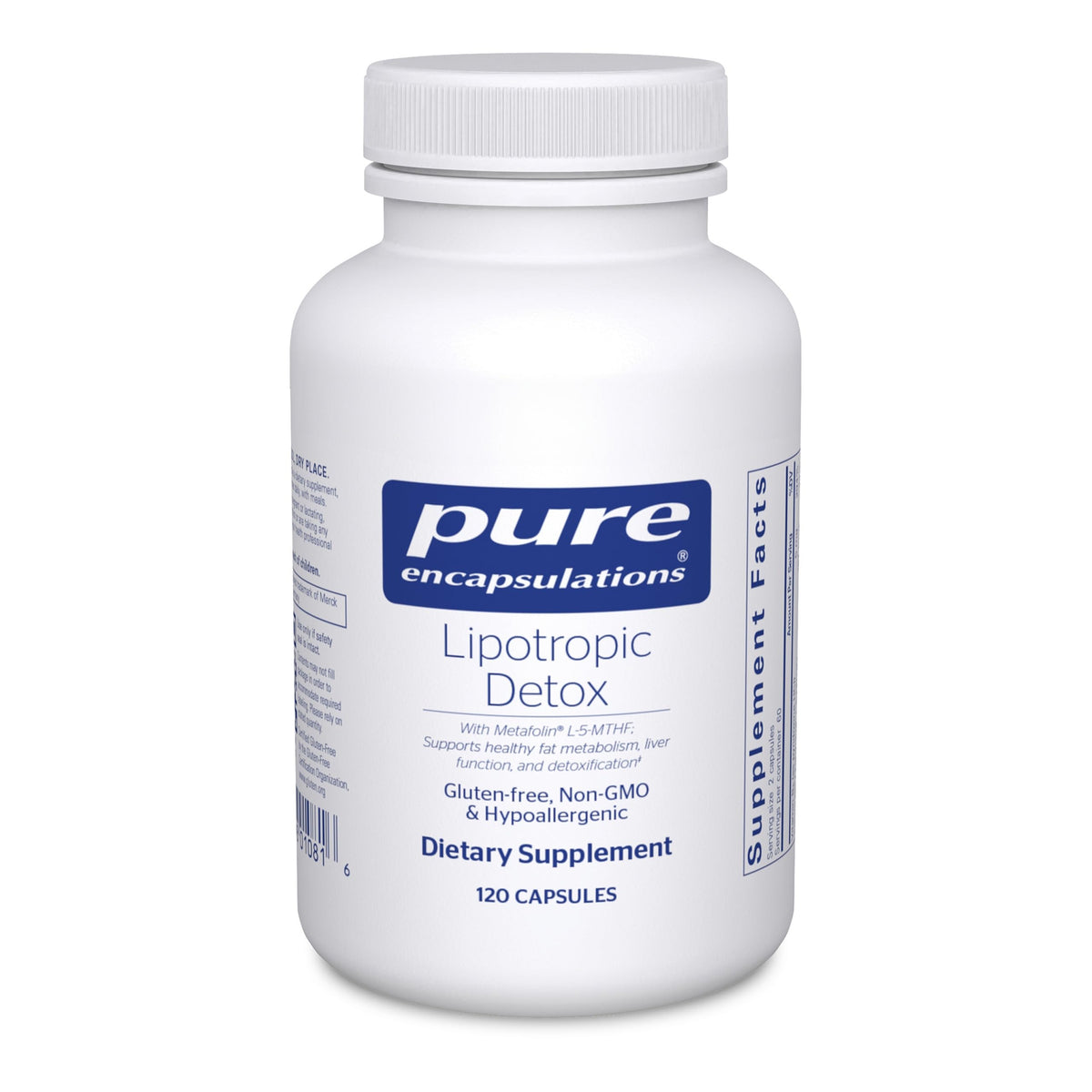 Pure Encapsulations Lipotropic Detox bottle for liver support and detox routines.
