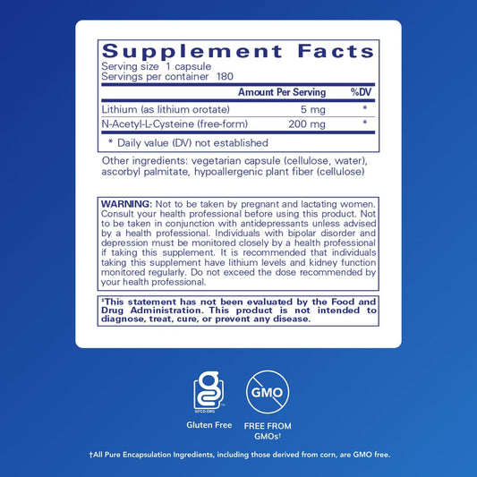Lithium Ootate 5 mg capsules in close-up showing precise dosing and quality.