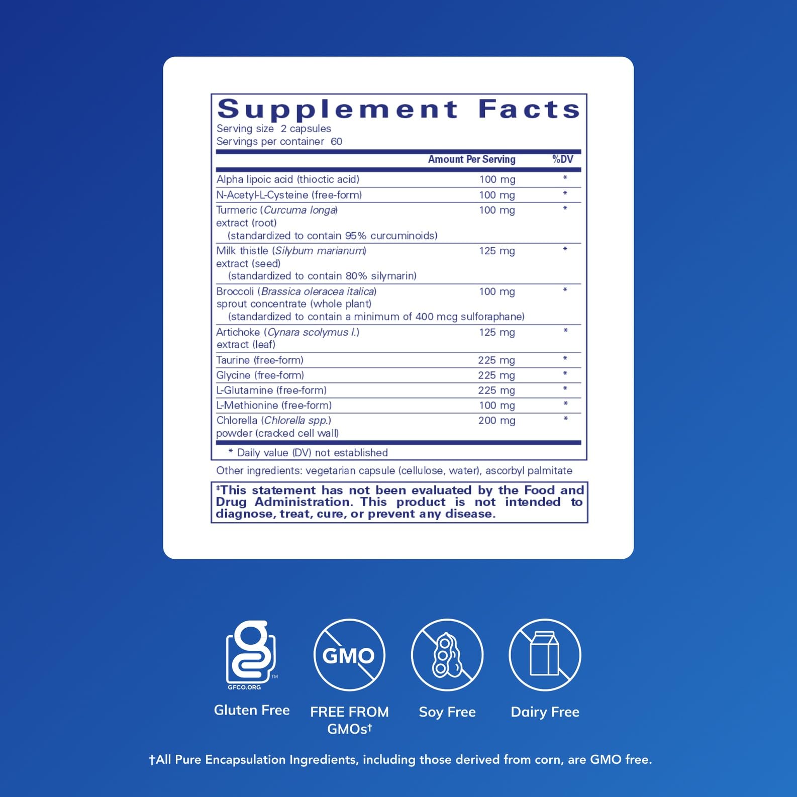 Label closeup highlights NAC and curcumin for GI support