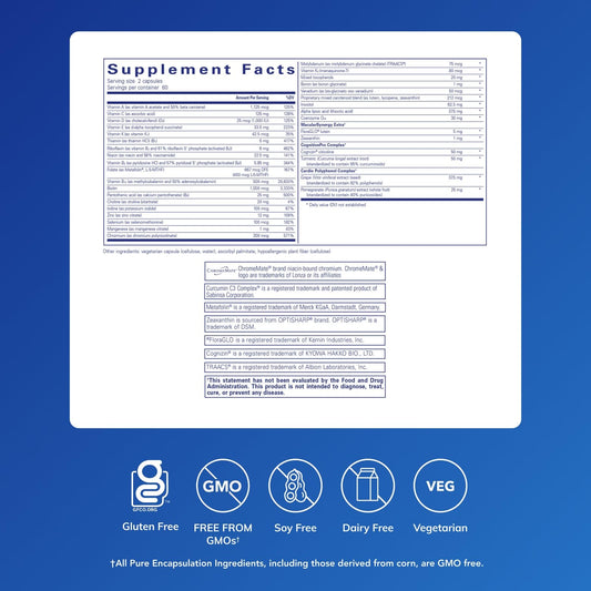 Pure Encapsulations Longevity Nutrients bottle pour for easy daily dosing.