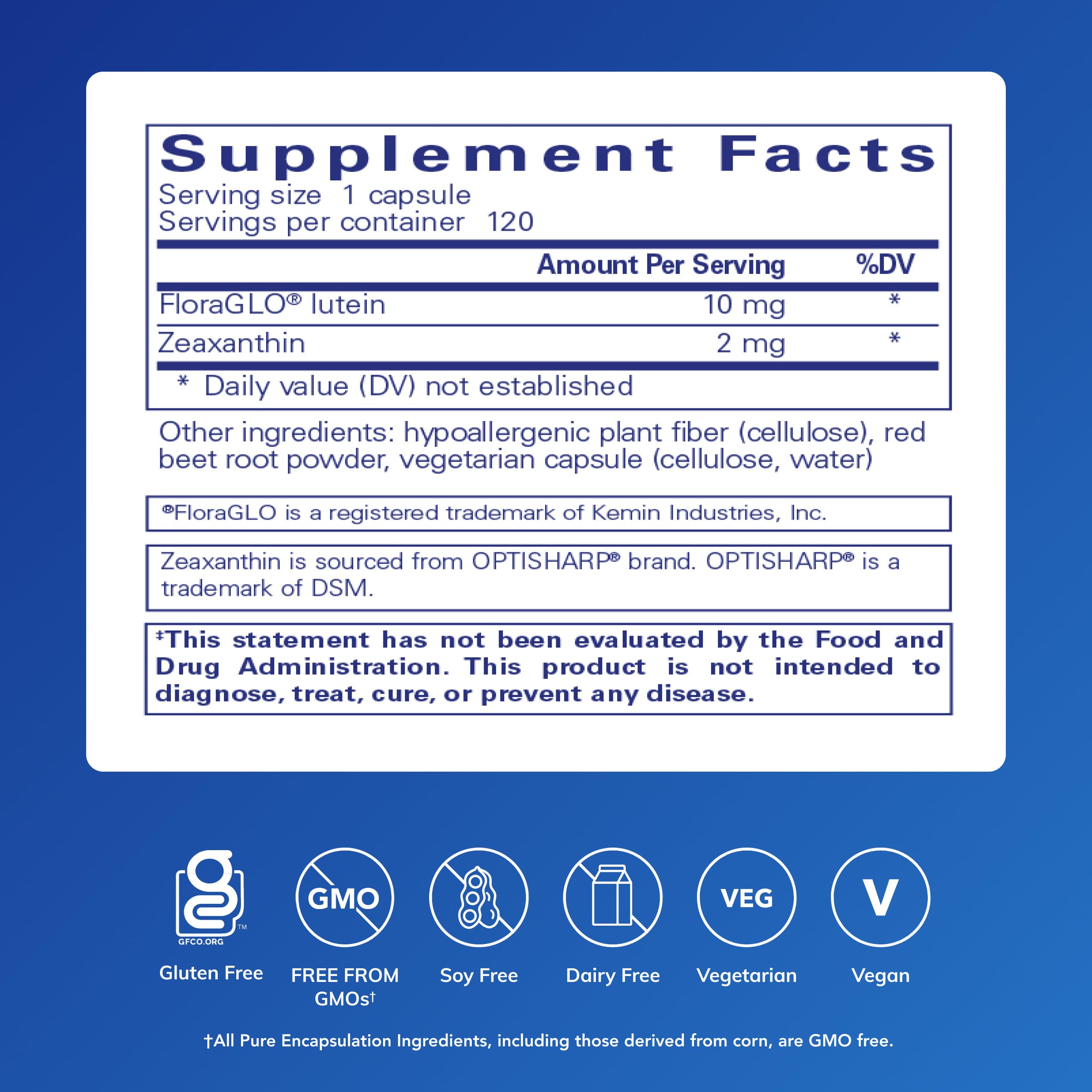Pure Encapsulations lutein-zeaxanthin capsules support macular pigment and overall visual comfort.