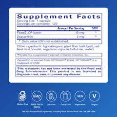 Pure Encapsulations lutein-zeaxanthin capsules support macular pigment and overall visual comfort.