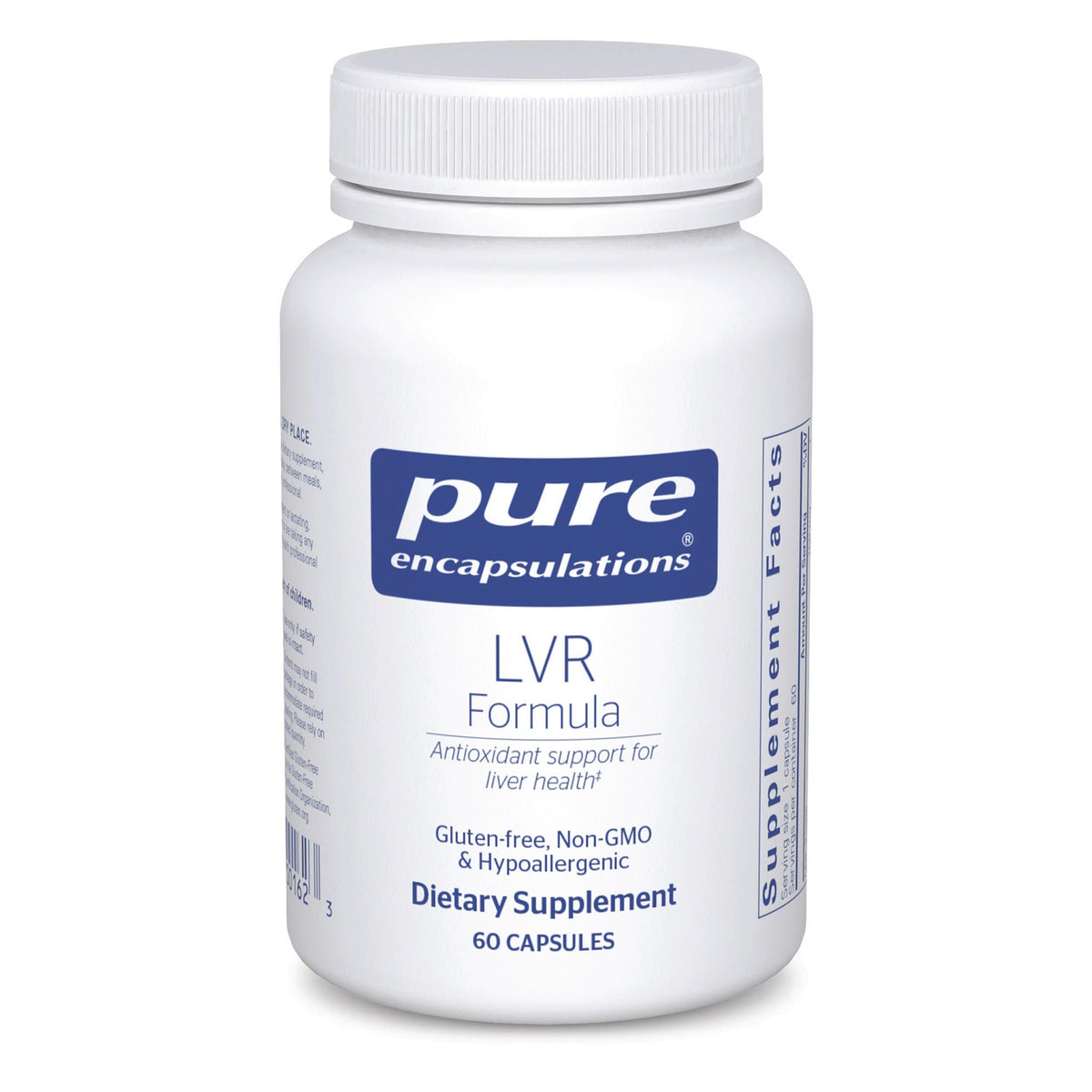 Pure Encapsulations LVR Formula bottle on a clean counter for daily liver support.