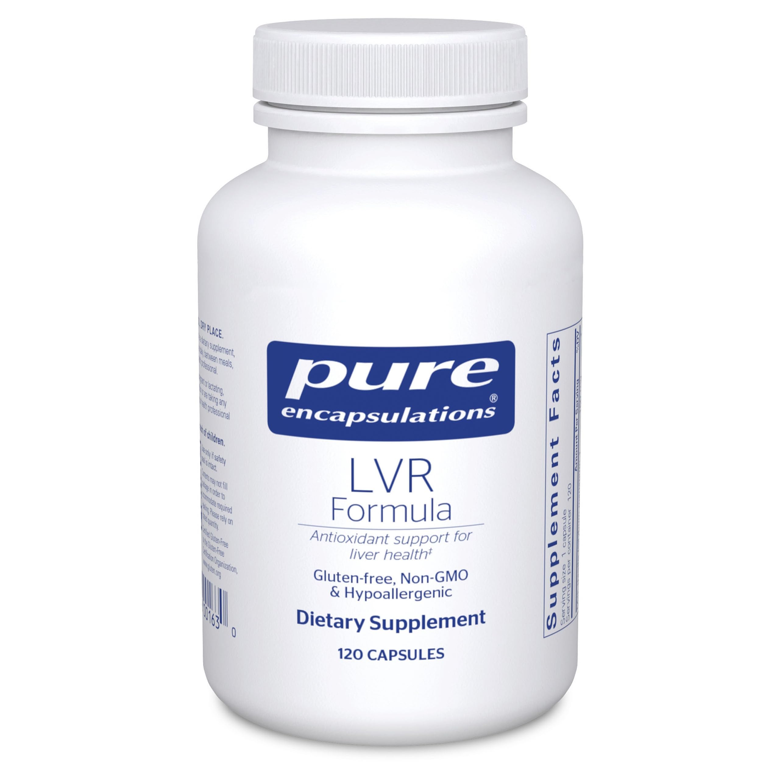 Pure Encapsulations LVR Formula bottle promoting liver health with premium quality.