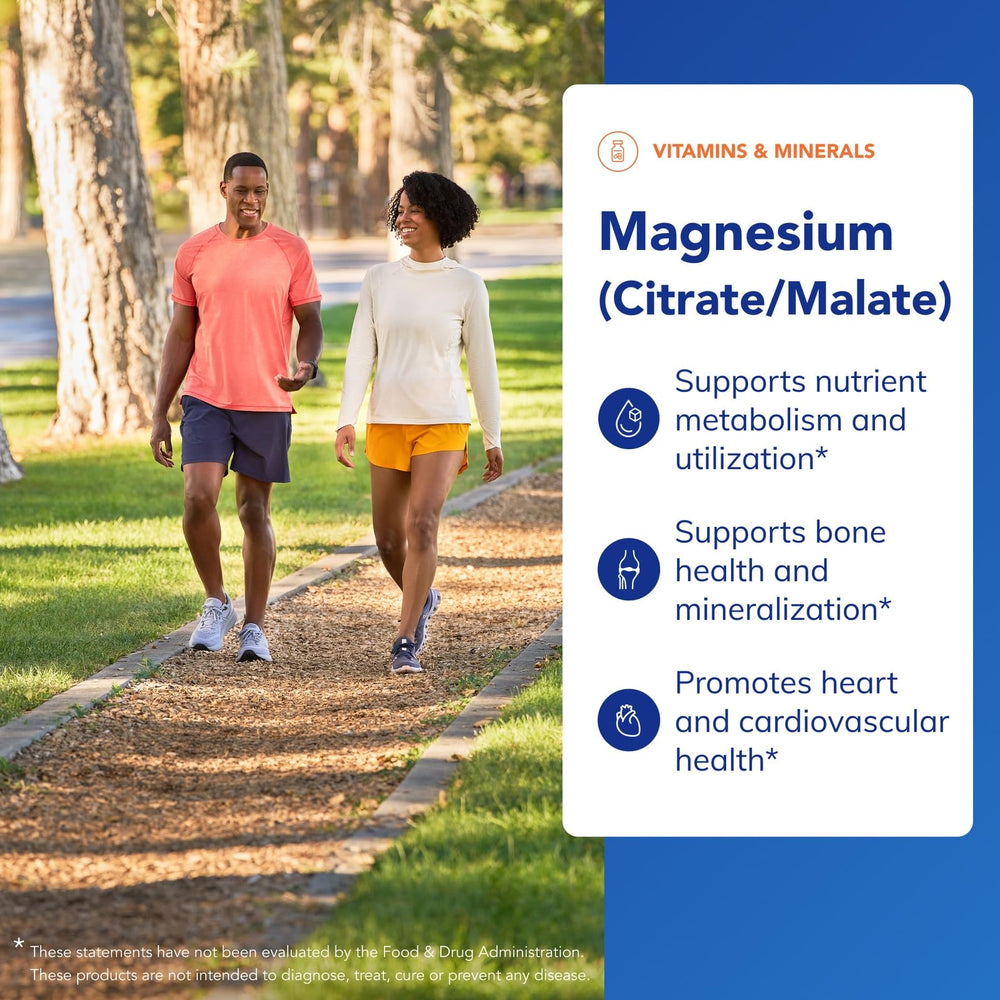 Pure Encapsulations Magnesium Citrate Malate label close-up highlighting purity.