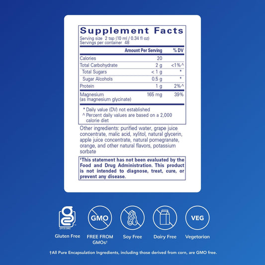 Magnesium Glycinate Liquid pour showing convenient meal-time dosing.