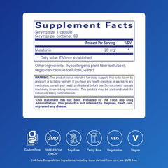 Close-up of Pure Encapsulations Melatonin 20 mg capsules for easy daily dosing
