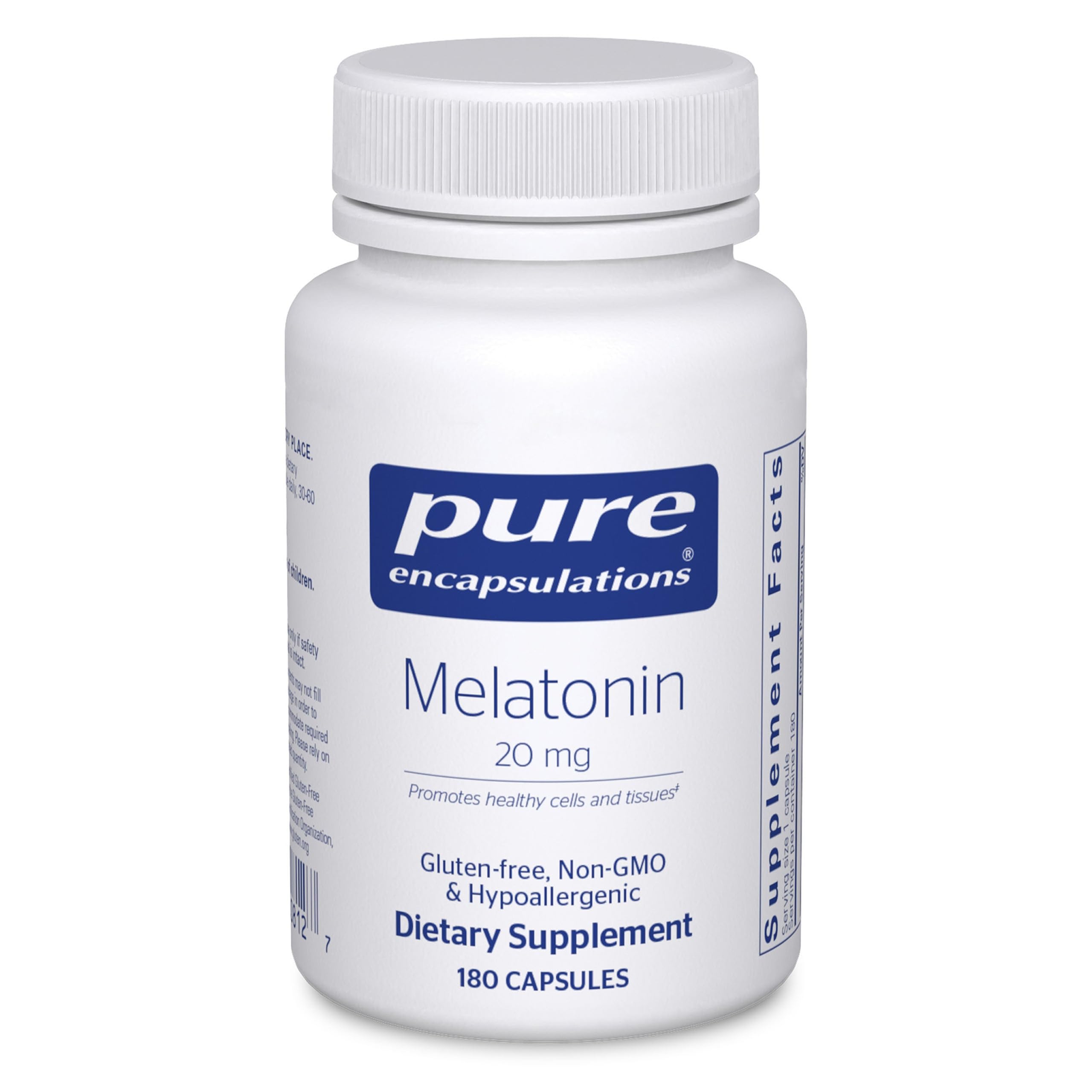 Pure Encapsulations Melatonin 20 mg immunity bottle ready for daily use