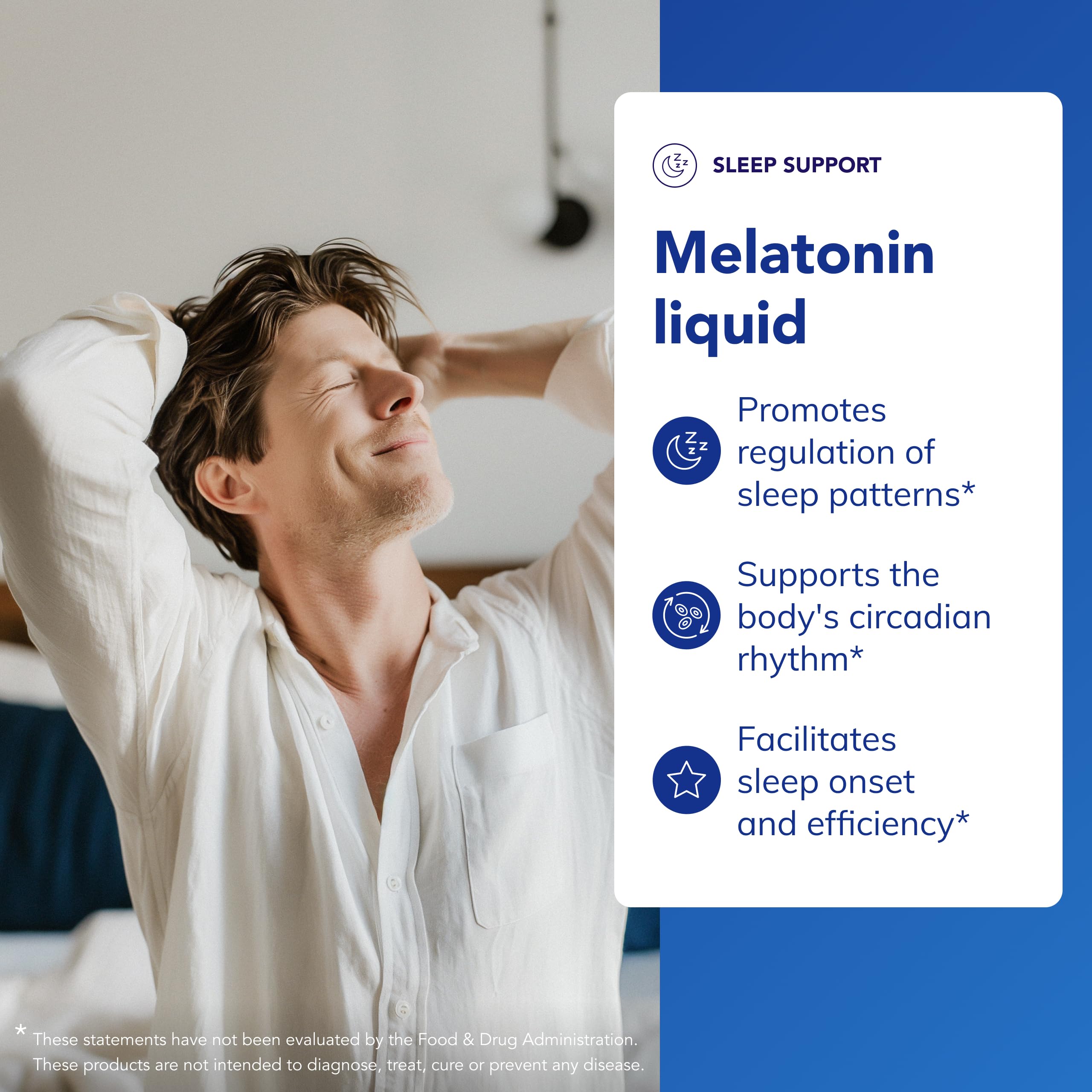 Pure Encapsulations Melatonin Liquid bottle with dropper dispensing into glass at night.
