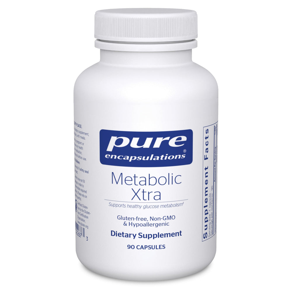 Pure Encapsulations Metabolic Xtra bottle front highlighting premium packaging for metabolic support