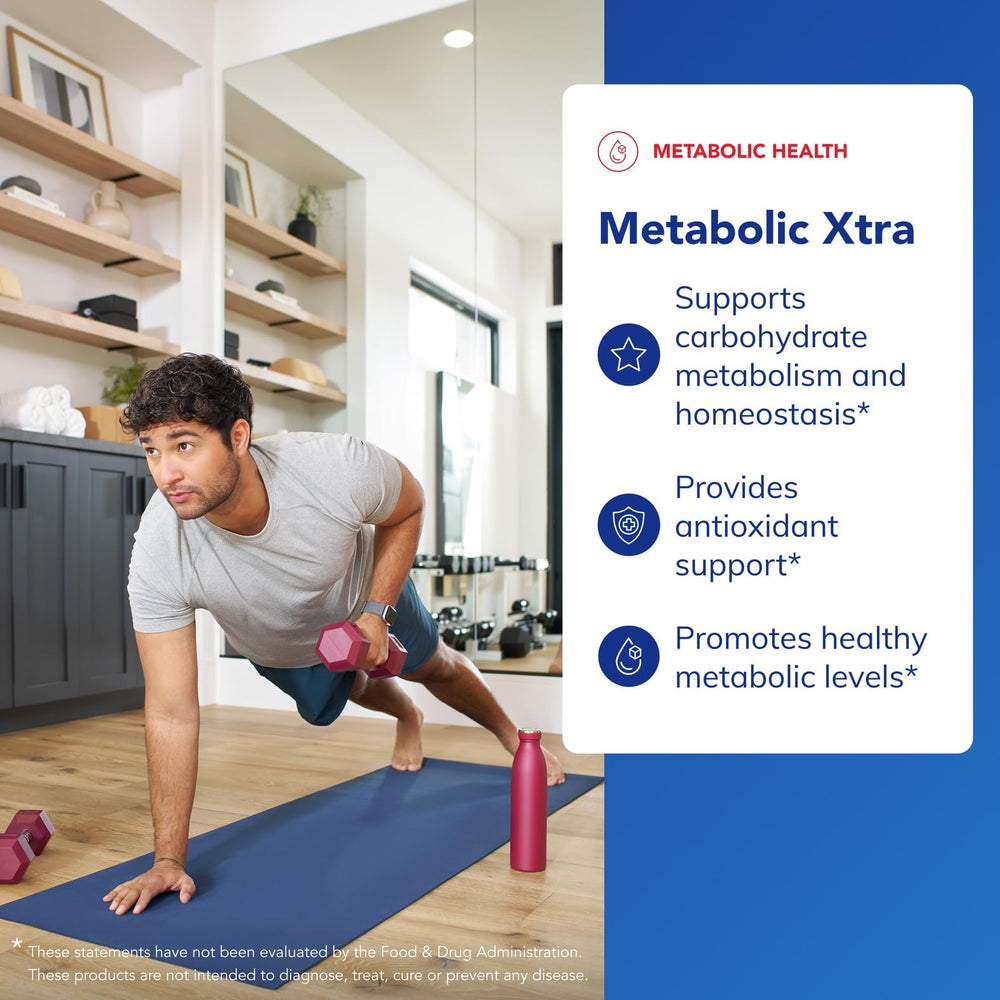 Metabolic Xtra capsules spilled from bottle for daily use illustration