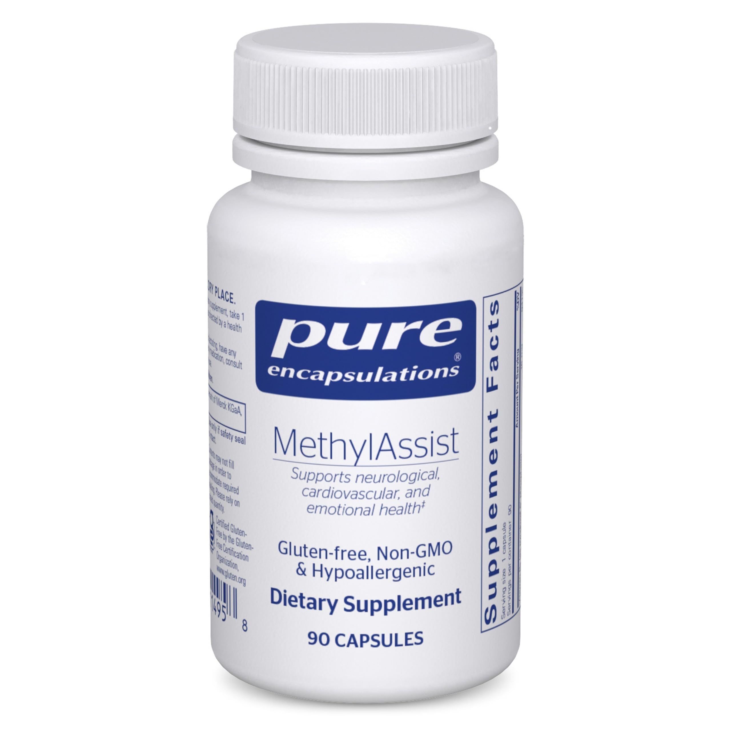 Pure Encapsulations MethylAssist 90's bottle front highlights a methylation-supporting B vitamin complex