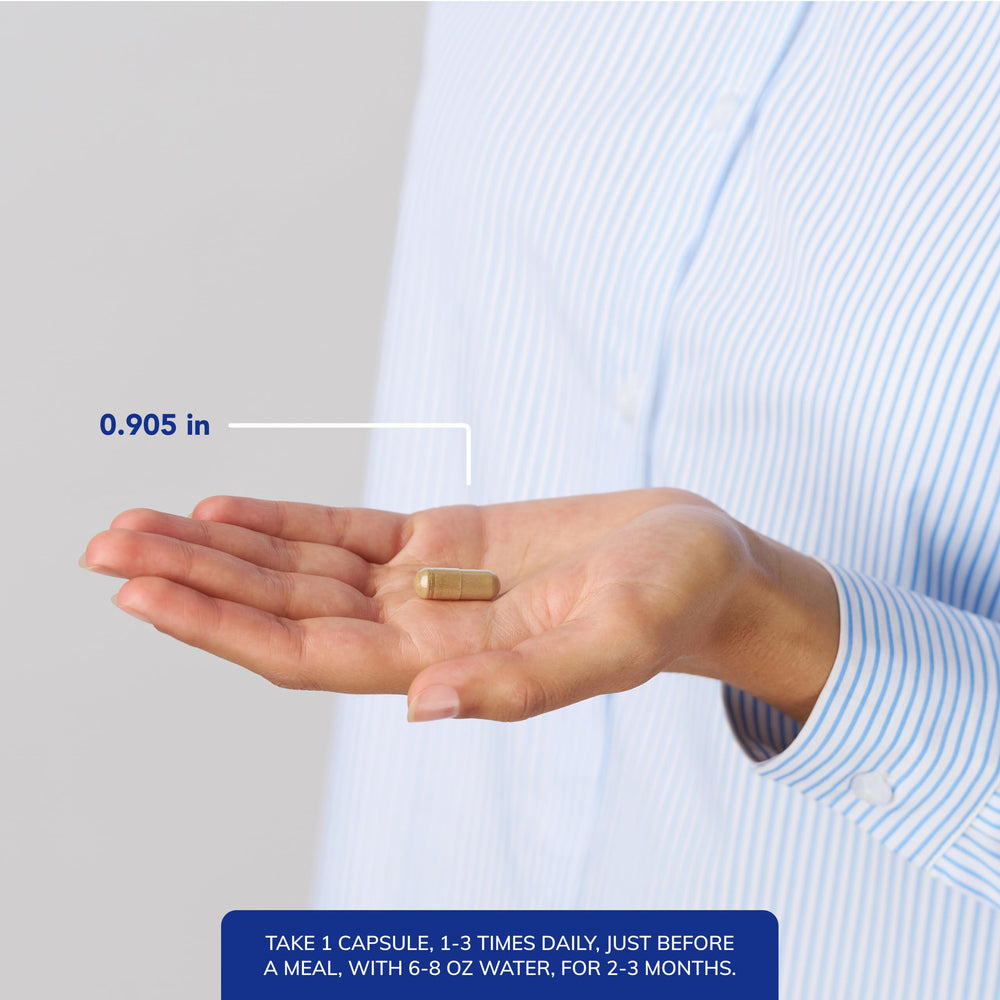 MicroDefense capsules pour illustrating easy daily use for GI balance.