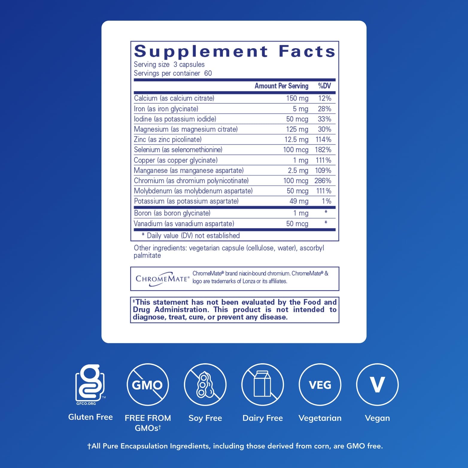 Pure Encapsulations Mineral 650 capsules closeup highlights hypoallergenic formulation for sensitive users